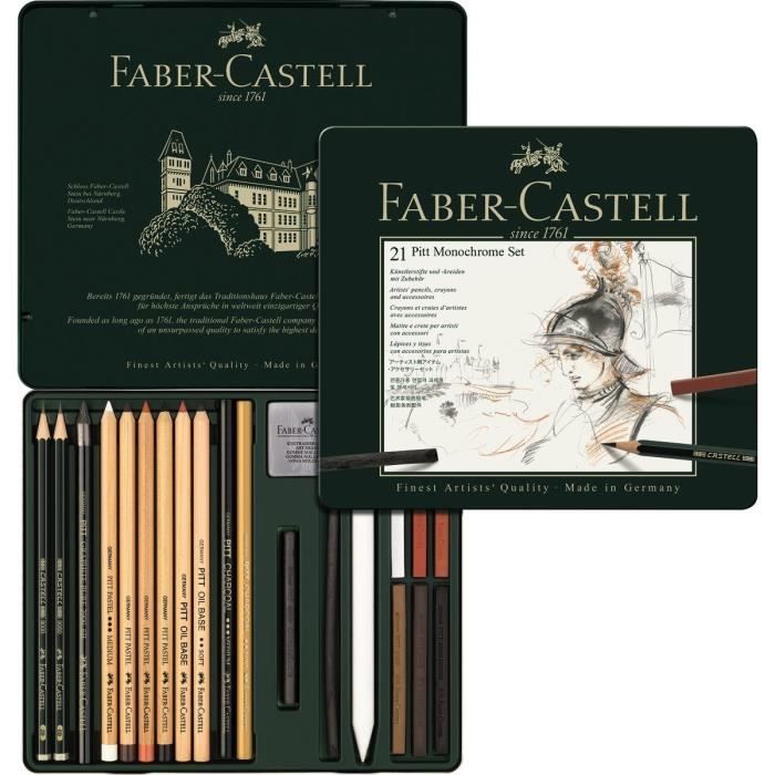 FABER-CASTELL Set PITT Monochrome 21 pièces