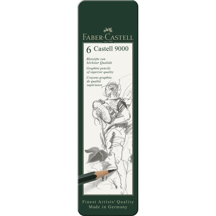 FABER-CASTELL 6 Crayons Graphite Castell 9000