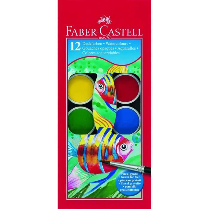FABER-CASTELL Palette 12 Pastilles de Gouaches