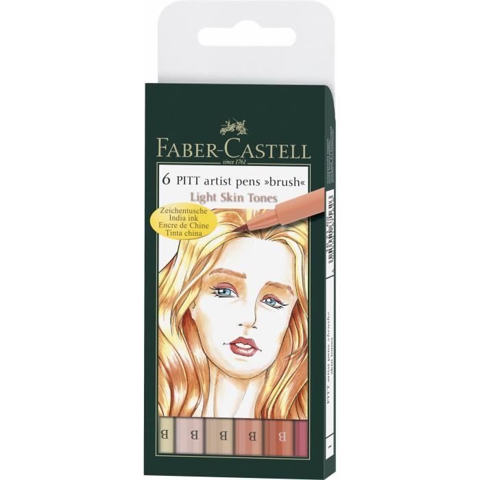 FABER-CASTELL 6 Feutres Pitt Couleurs de Chair Manga