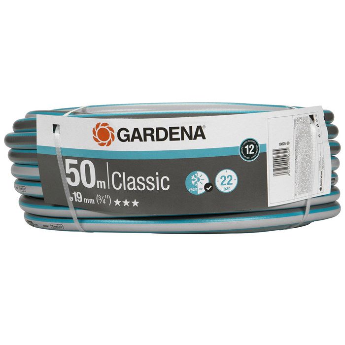 GARDENA Tuyau d'arrosage Classic – Longueur 50m – Ø19mm – Haute résistance pression 22 bar maximum – Garantie 12 ans (18025-26)