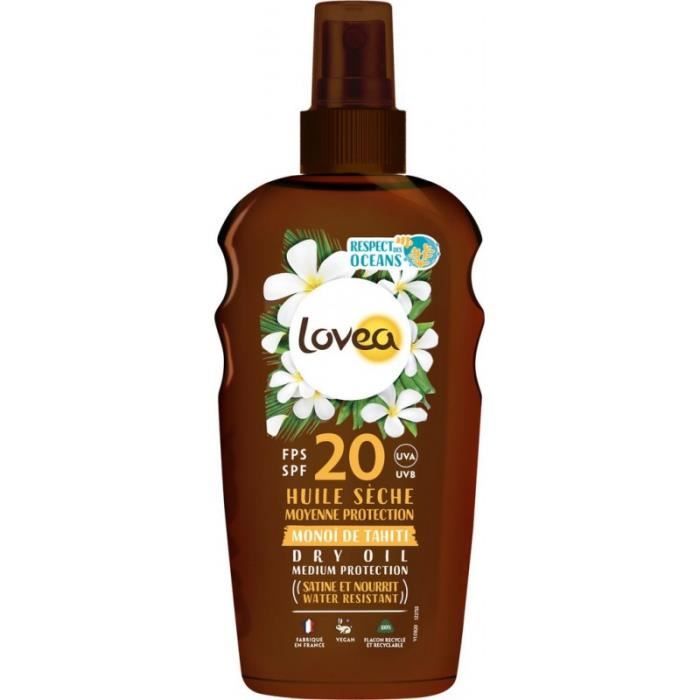 Huile solaire - Lovea - Monoï et tamanu - SPF 30 - 150 ml - Protection UV