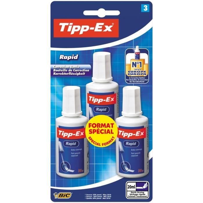 BIC Lot de 3 Flacons correcteurs Tipp-Ex Rapid