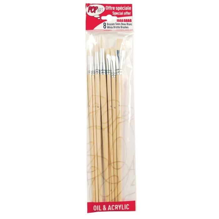 PEBEO Pochette de 8 Pinceaux en soie blanche