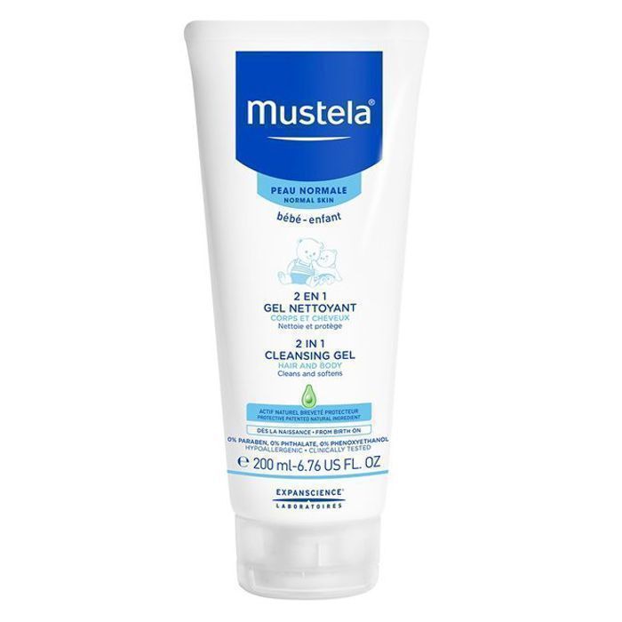 Gel Nettoyant pour bébé - Mustela - 2 en 1 - 200 ml - Doux pour peau et cheveux - Ne pique pas les yeux