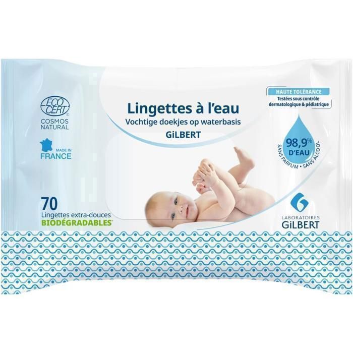 Lingettes - Gilbert - B70 - Biodégradables - Sans parfum - Hypoallergéniques