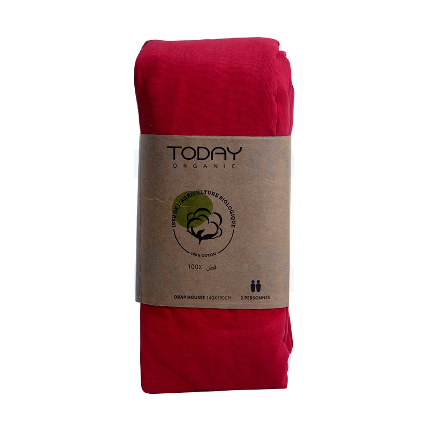 Drap housse coton bio 57 fils 140x190cm pomme d'amour x1 pièce - TODAY