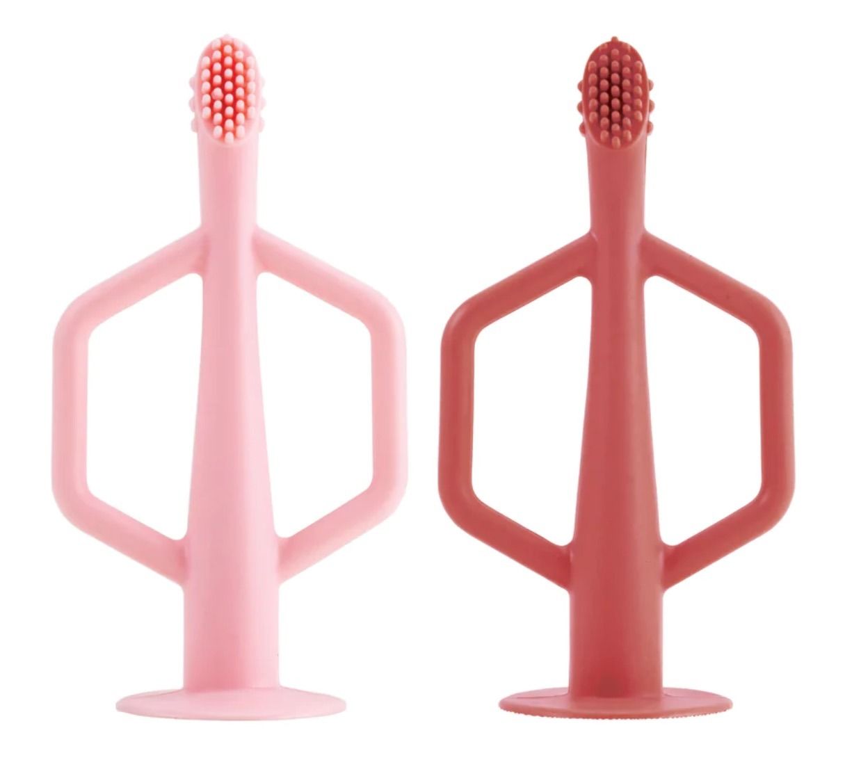 Tiny Twinkle LOT de 2 Brosses à dents d’apprentissage en silicone Rose / Bourgogne