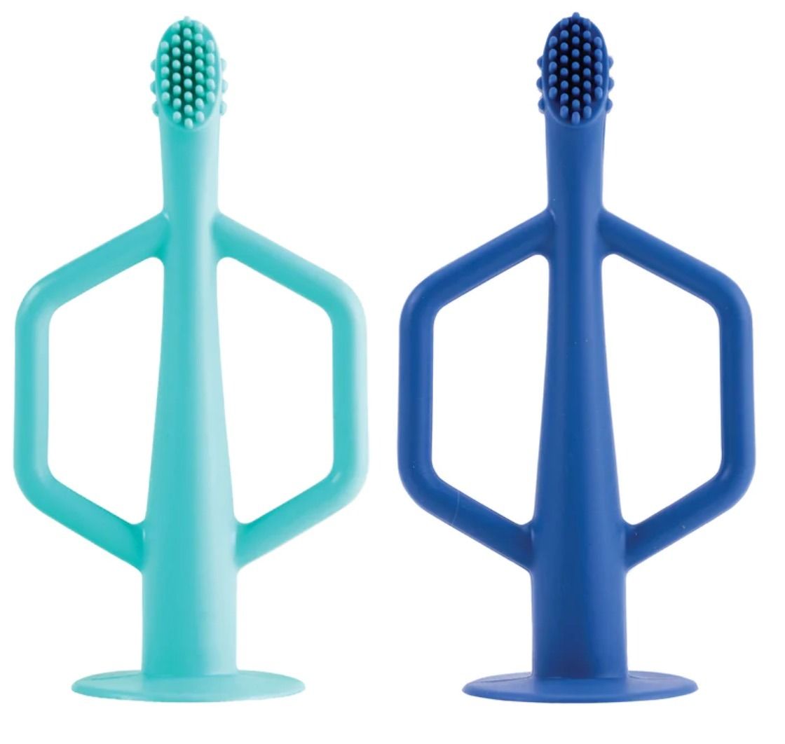 Tiny Twinkle LOT de 2 Brosses à dents d’apprentissage en silicone Menthe / Indigo