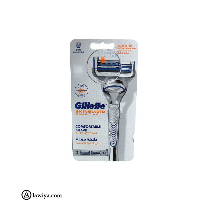 Rasoir - GILLETTE - SkinGuard Sensitive - Peaux Sensibles - 2 Lames - Garde-Confort
