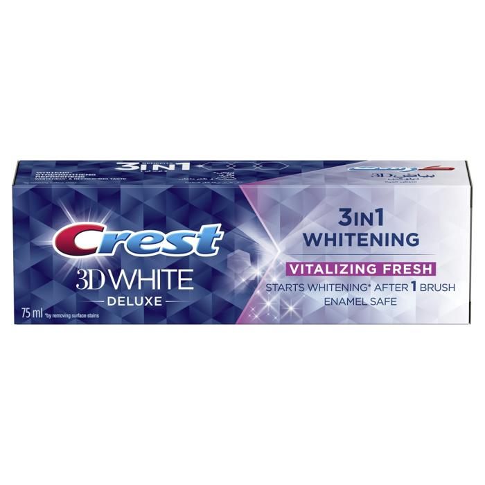 Dentifrice - CREST - 3D White Deluxe - 75ml - Blanchissant - Menthe - Sans conservateur