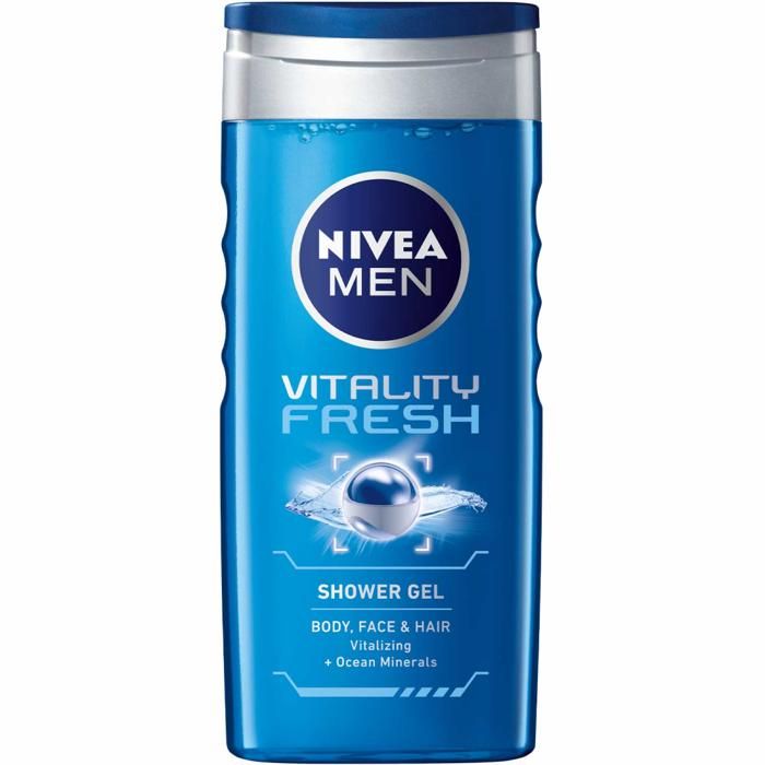 Gel douche - NIVEA MEN - Vitality Fresh - 250ml - Parfum frais - Formule douce