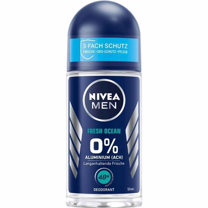 Déodorant - NIVEA MEN - Fresh Ocean - Roll-on 50ml - Sans alcool - Fraîcheur durable