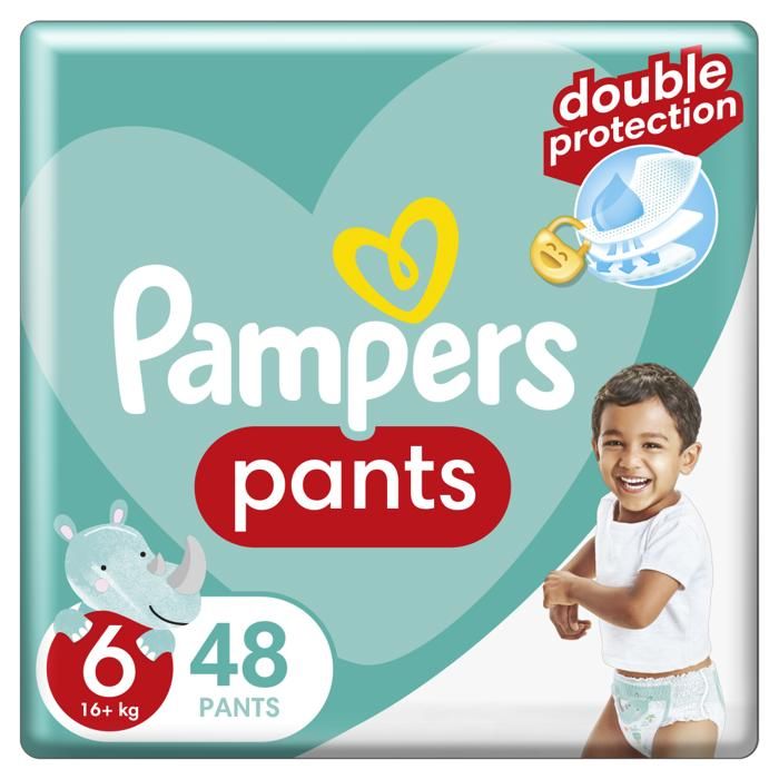 Couches-Culottes - PAMPERS - SlimFit - Taille 6 (16+kg) - 48 unités - Faciles à changer