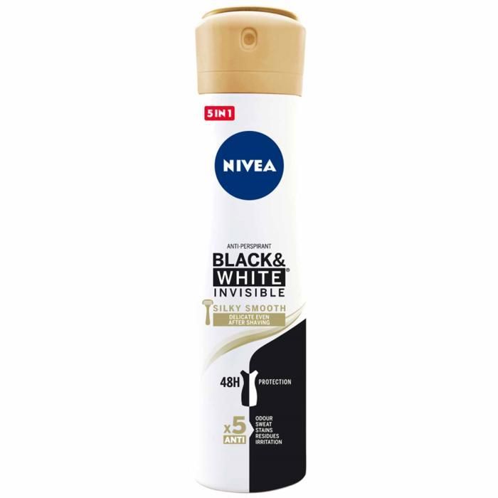 NIVEA, Déodorant Femme, Black & White Silky Smooth, Spray 200ml