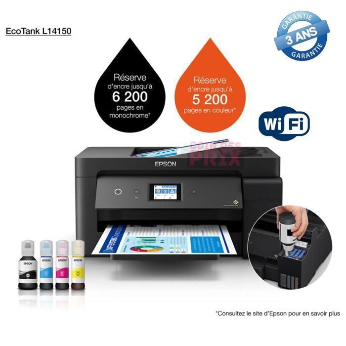 Imprimante A3 - EPSON - ECOTANK ITS L14150 - Multifonction - 17ppm - Wi-Fi, USB, Ethernet