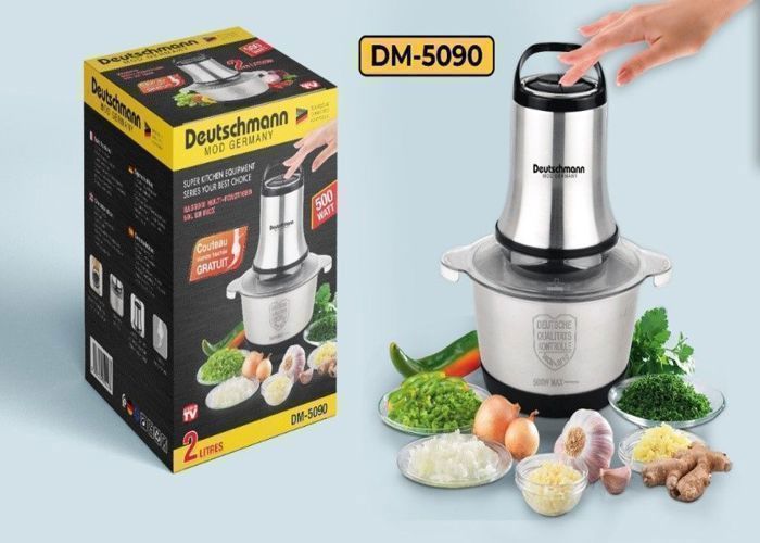 Hachoir Multifonctions - DEUTSCHMAN - DM-5090 - Bol en Inox 2L - 500W - Hacher, Mixer, Émulsionner