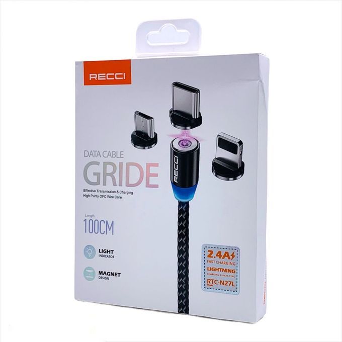 Recci RTC-N27C Connexion magnétique de 100 cm au câble de charge et de données pour type C