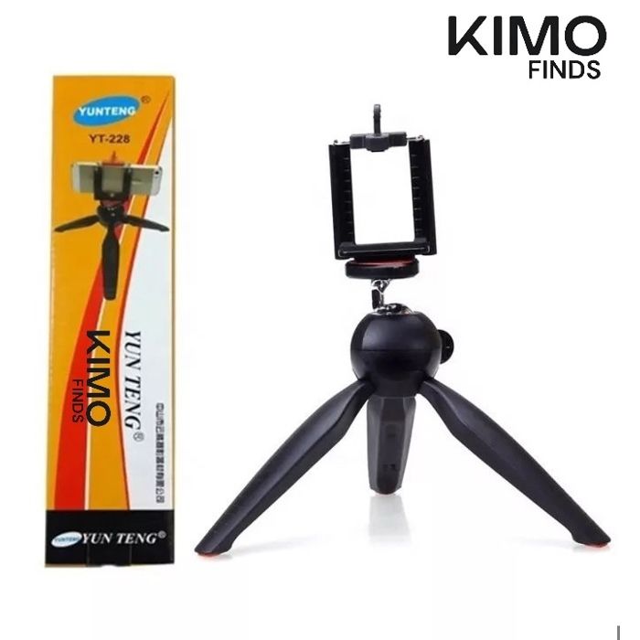 Support de téléphone portable - KIMO FINDS - 3 pieds - Hauteur réglable - Noir - Plastique