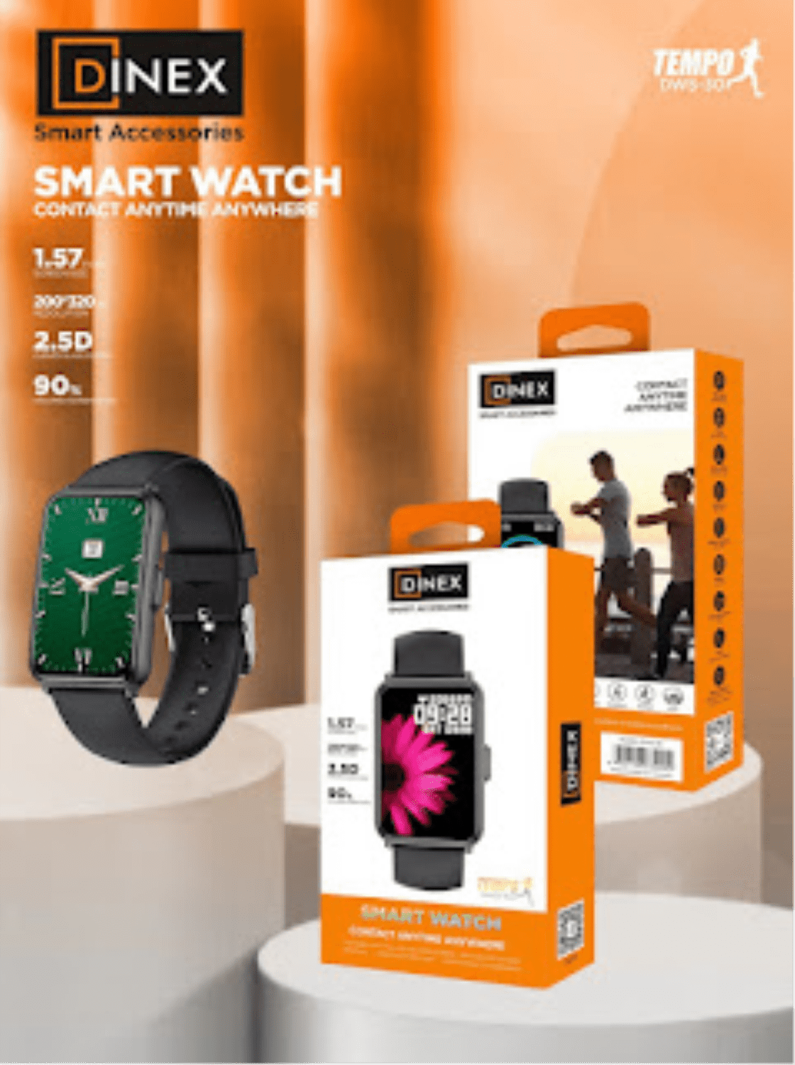 Montre Connectée - DINEX - DWS-30 - 1,57" - Antichoc - Intra-auriculaire - NFC