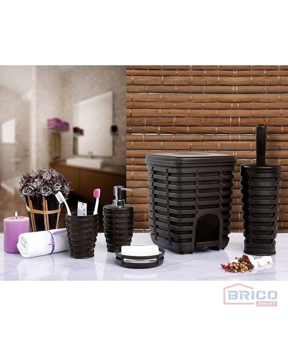 Ensemble salle de bain palm (5 pièces -Marron)