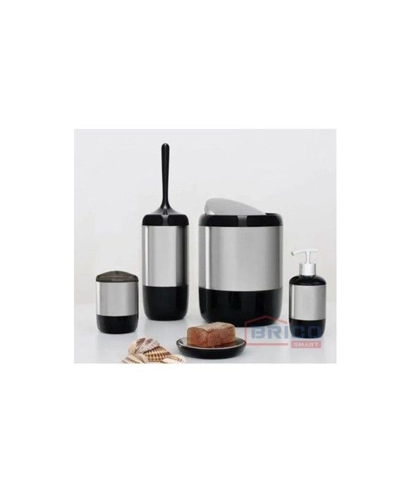 ENSEMBLE SALLE DE BAIN 5 PCS LIMA - NOIR ET CHROME