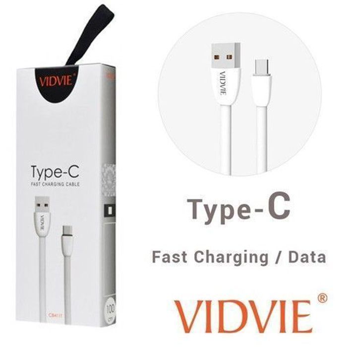Câble de Charge et Transfert de Données - Vidvie CB411 Type-C Blanc
