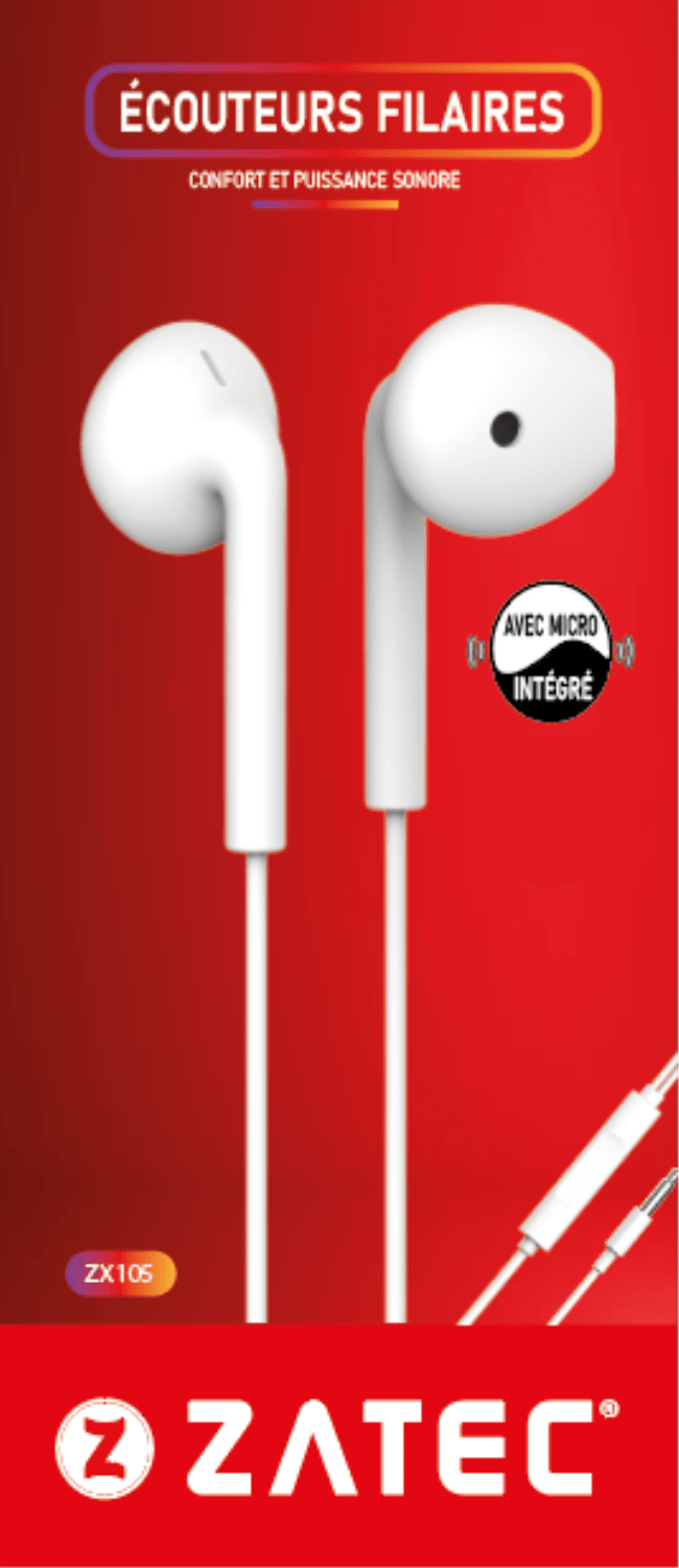 Écouteurs Filaire Stéréo Z-X105 avec Micro Intégré – Confort & Qualité Audio
