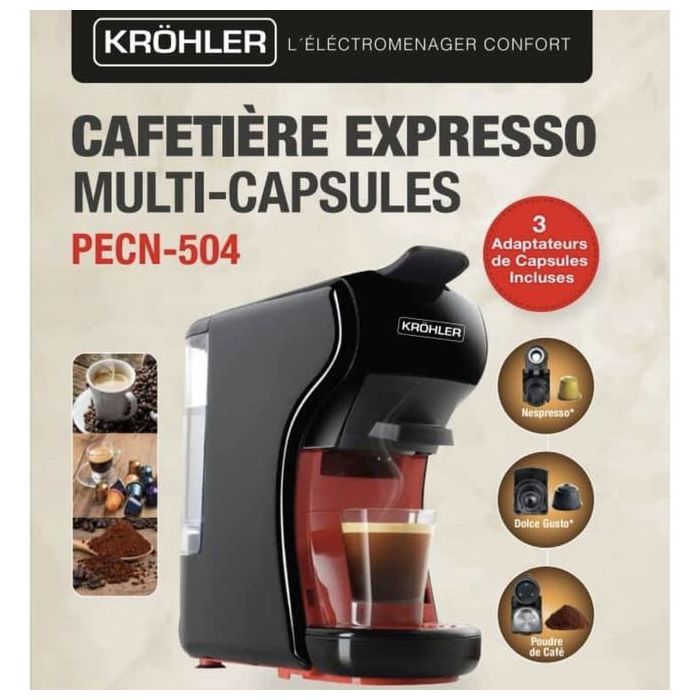 Machine à café 3 en 1 - KRÖHLER - PECN-504 - 19 Bars - 1450W - Capsules Nespresso/Dolce Gusto