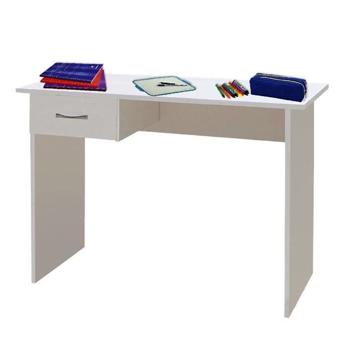 Bureau - GENERIC - CLASSE BUREAU 1 TIROIR - 100x50x74 cm - Blanc - Angle