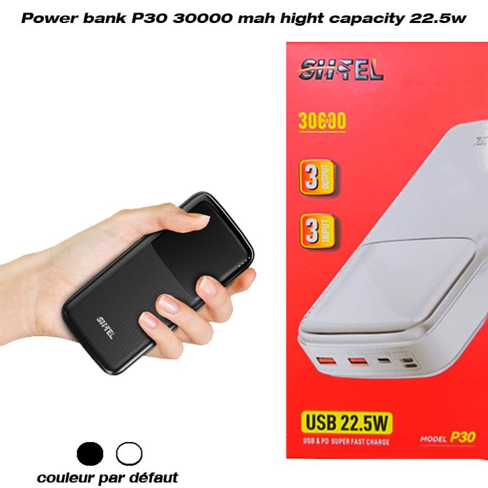 Batterie externe Power Bank 30000 Mah 22.5w PD, Super Charge Rapide pour Téléphone et Tablette smartphone