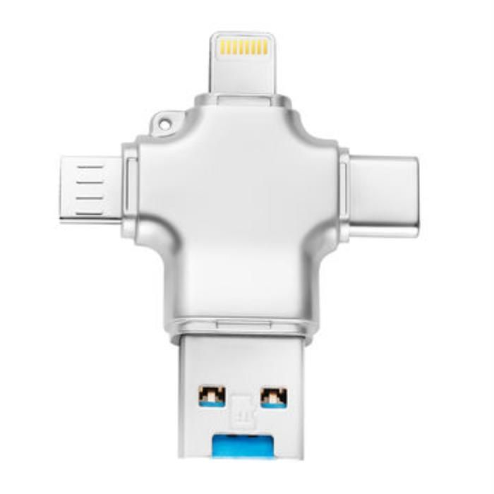 Adaptateur de lecteur de carte OTG TF 4 en 1 pour iPhone iPad, compatible avec iPhone/USB/Type-C/Micro-USB