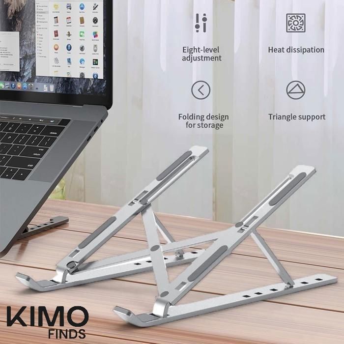 Support pliable KIMO FINDS™ en aluminium 350g. Multi Design réglable, ergonomique et compatible MacBook, tablette et PC portable