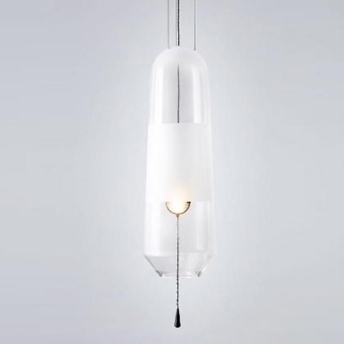 SUSPENSION CARTER CORPS VERRE CLAIR ET SABLÉ - EXCL 1 X E14 , MAXI 40W