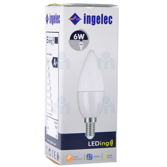 Ampoule Led 6W E14 3000K lumière jaune - INGELEC
