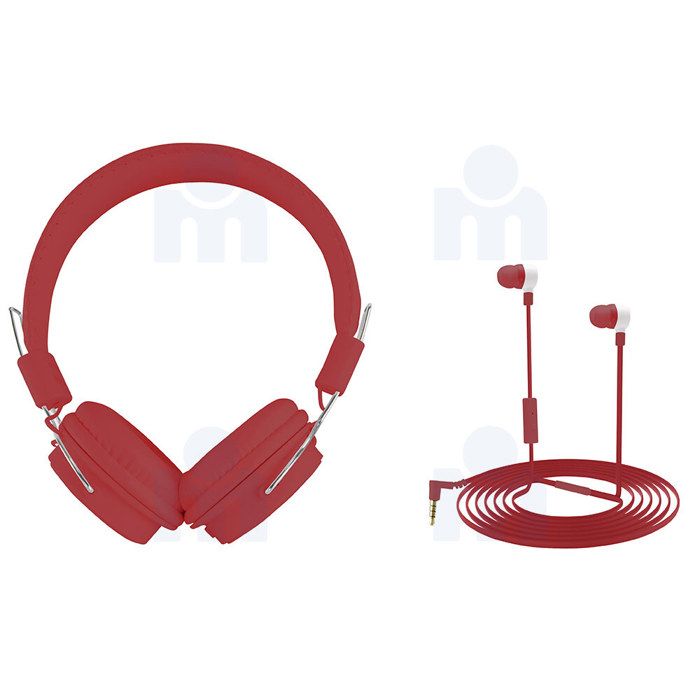 Casque + écouteurs filaire Combo MF017004 rouge - CITYTEK