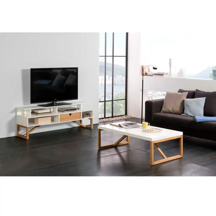 GALIA Meuble Tv avec 1 tiroir – Blanc 139 cm