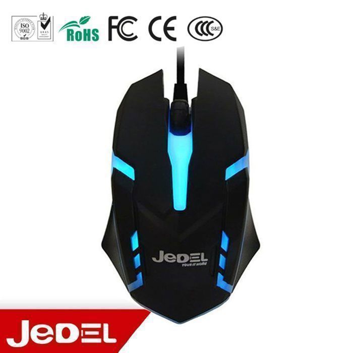 Jedel - Souris Gamer RGB de Jeu 4 Boutons Haute Précision 7 Couleurs