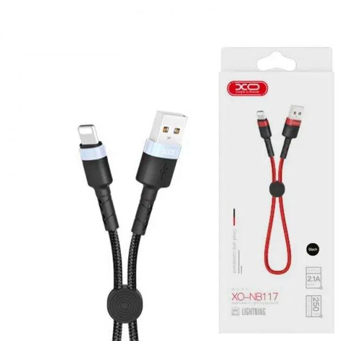 Câble de charge USB vers Lightning noir XO NB117 - 0.25m