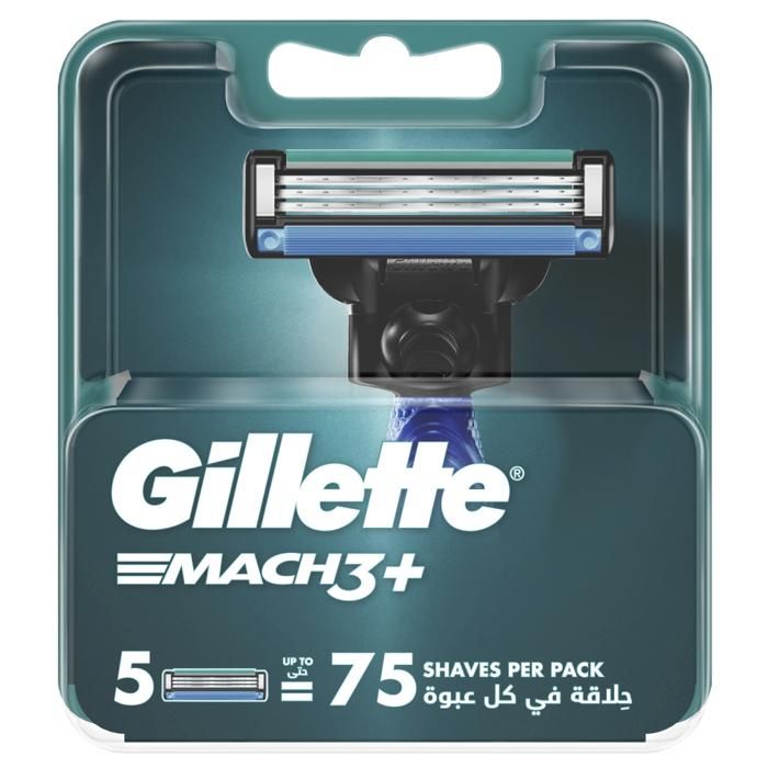 Recharges de Lames de Rasoir - GILLETTE - Mach3+ - 5 unités - Rasage confortable - Lames durables