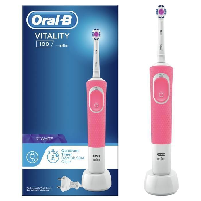 Brosse à Dents Électrique - Oral B - Vitality Rose - Technologie 2D - Minuteur 2 minutes - 1 unité