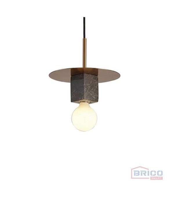 Suspension - VIRA - Noire - 160x70 mm - E27 - Métal et Marbre