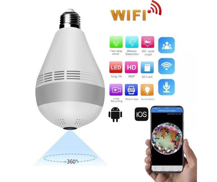 Caméra IP - V380 Pro - Fisheye 360° - Vision nocturne - Détection de mouvement - 2MP HD