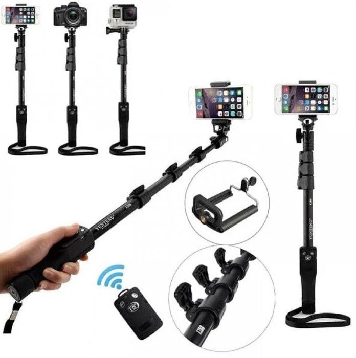 PERCHE TELESCOPIQUE Bluetooth Selfie Stick télescopique pour téléphone, caméra, Bluetooth, bâton de Selfie extensible