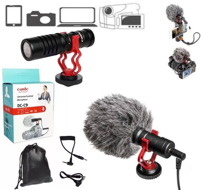 Microphone omnidirectionnel Compact Clip-On Mic pour appareil vidéo Smartphones enregistreurs audio DSLR caméscopes PC ordinateurs