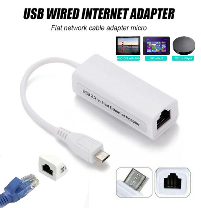 Adaptateur de carte réseau Micro USB Ethernet 10/100Mbps, Micro USB 2.0 à RJ45 LAN, pour PC, tablette Android Windows 7/8/10
