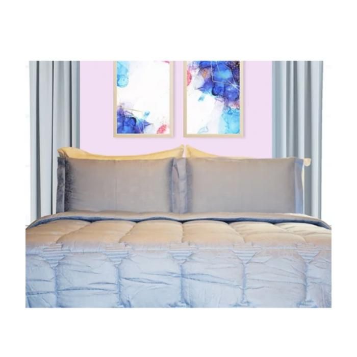 Couette - Satin Jacquard - 2 places - 100% serge satin coton - Bleu pastel