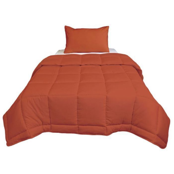 Couette - Sensation Duvet - Microgel - Antiallergique - 160x220cm - Orange Brique