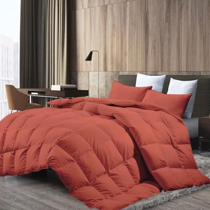 Couette - Sensation Duvet - Microgel Antiallergique - 240x260 cm - Orange Brique - 2 Places