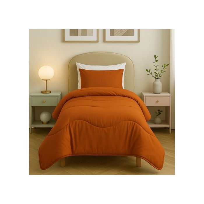 Couette - Kasbah - Orange - Microfibre Antiallergique - 160x220cm - 1 Place - Lavable en machine